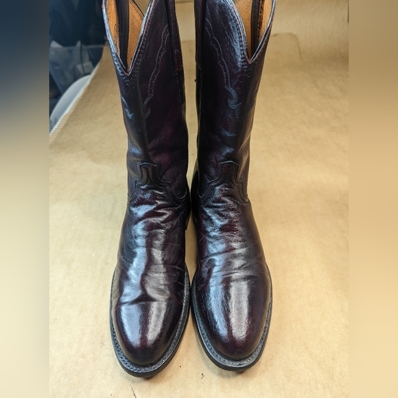 Lucchese Boots men's size 8.5D black cherry leather classic Western cowboy boots - Picture 2 of 13